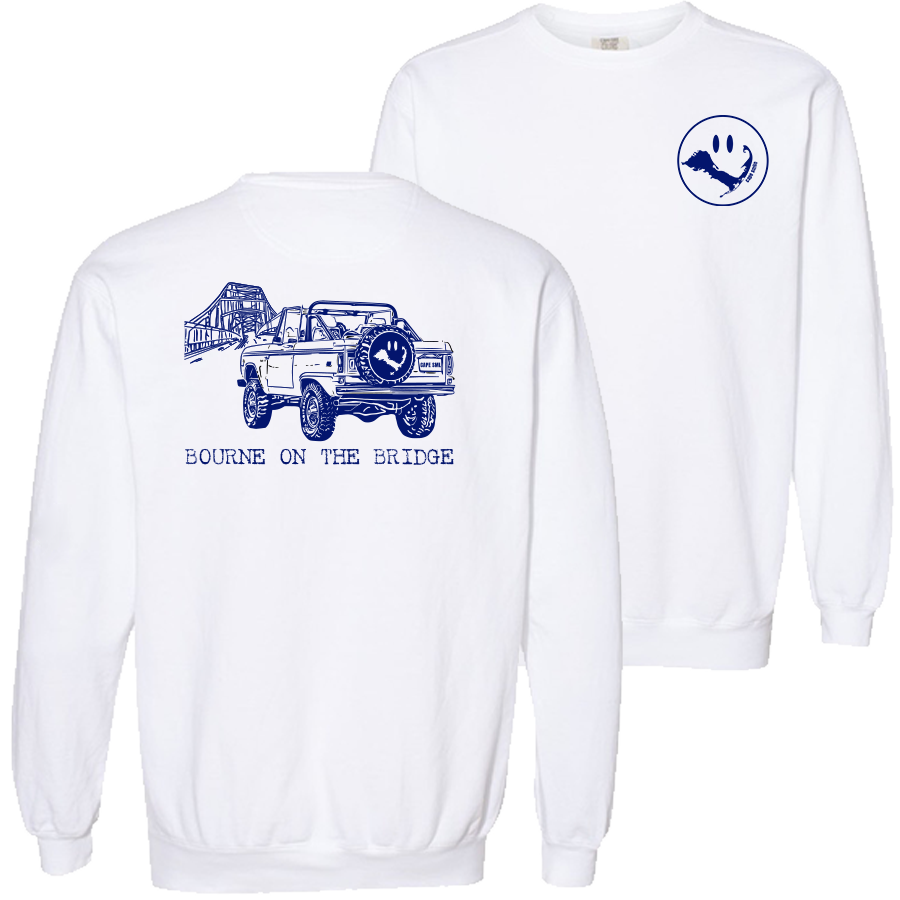 Garment-dyed Crewneck with navy print