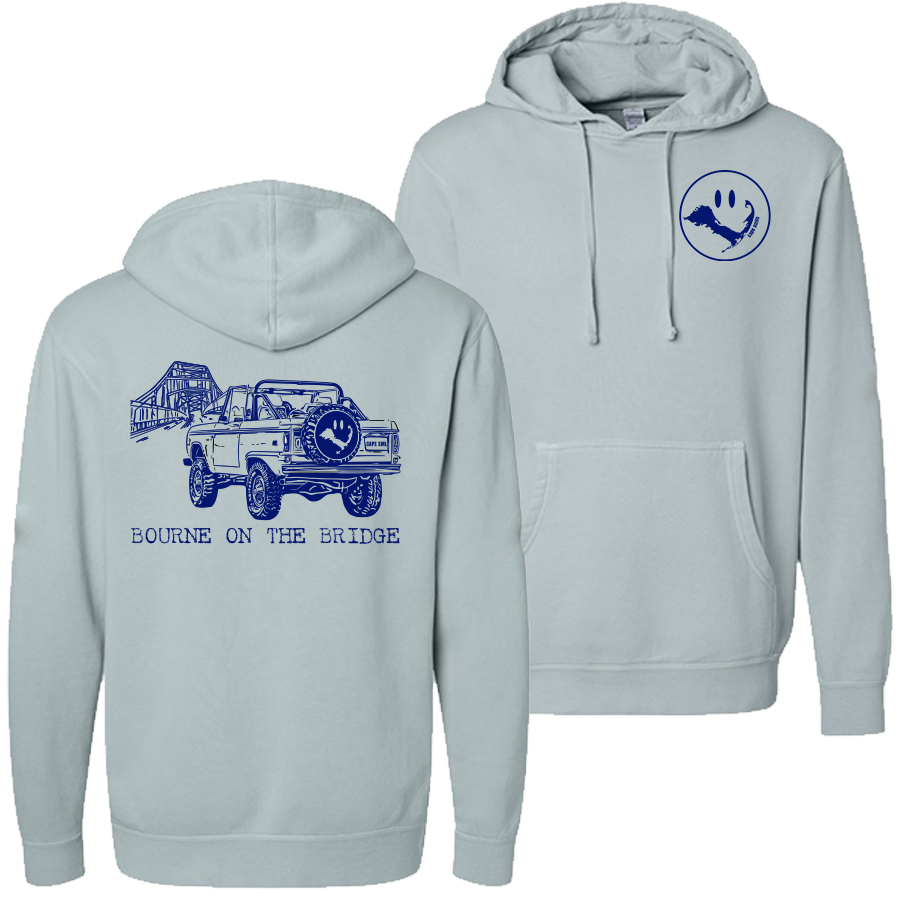 Garment-dyed Hoodie with navy print