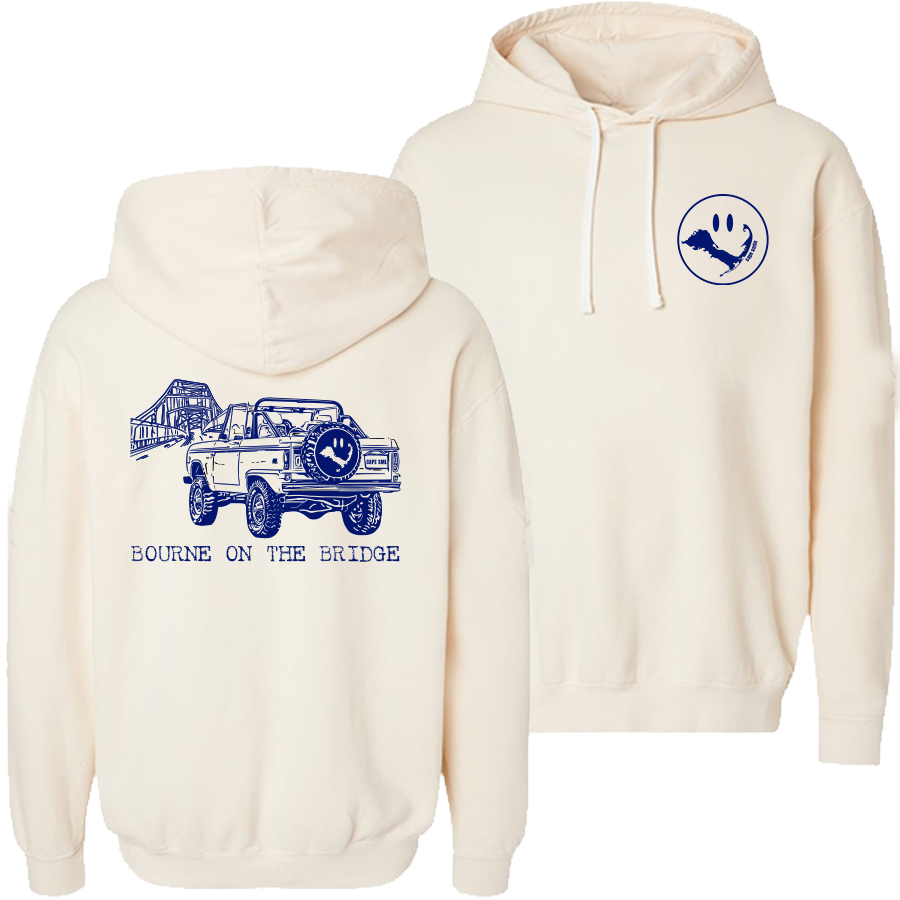 Garment-dyed Hoodie with navy print