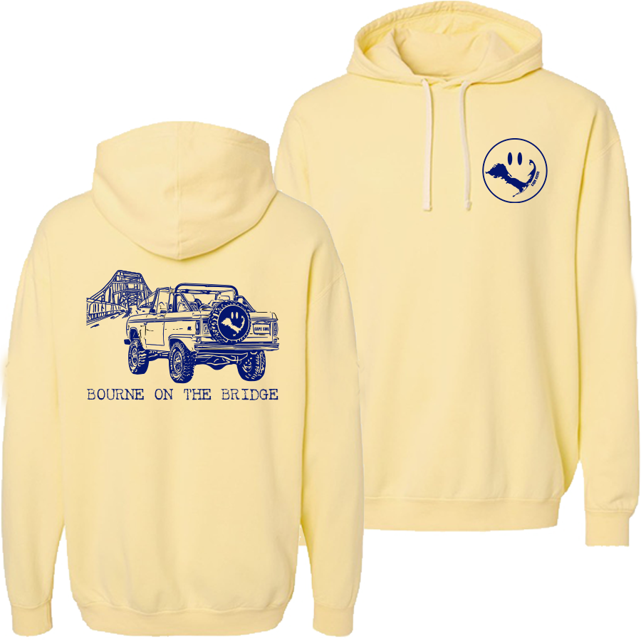 Garment-dyed Hoodie with navy print